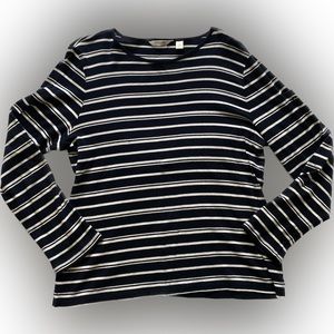Liz Claiborne Long Sleeve Shirt / Color: Navy&White / Size: XL